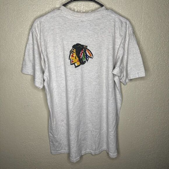 Vintage 90s Blackhawks Big Logo T Shirt Large - Picture 5 of 6